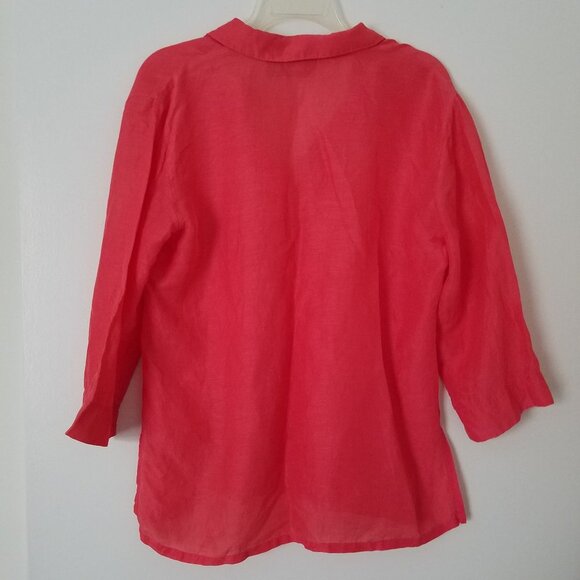 Chico’s Design Orange Linen Silk Blend Blouse - Picture 2 of 7